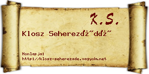 Klosz Seherezádé névjegykártya